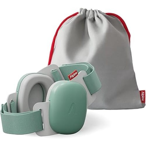 Alpine Muffy Baby Comfort - Protects Hearing for Babies and Toddlers - CE & ANSI Certified - Unique Headband for Safe fit & Comfort - Multi-adjustable for Ages 3-48 Months, 24dB Sound Reduction, Green