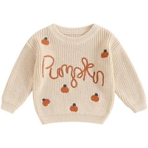Toddler Baby Boy Girl Halloween Outfit Pumpkin Embroidery Knit Sweater Sweatshirt Fall Winter Clothes