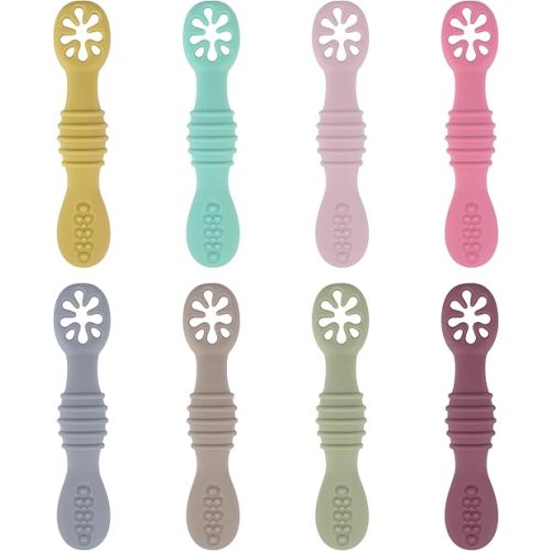 8 Pcs Baby Led Weaning Utensils, First Stage Silicone Baby Spoon, Multicolor Baby Spoons Self Feeding 6+ Months, Cucharas para Bebes for Solids and Purees