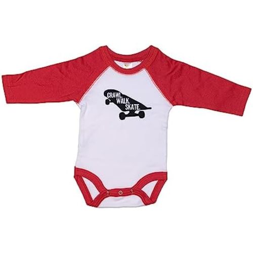 Ebenezer Fire Skateboarding Onesie/Crawl Walk Skate/Raglan Bodysuit/Gift For Newborn