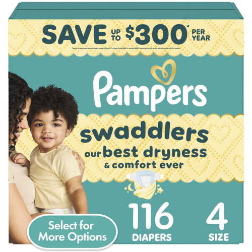 Pampers Swaddlers Diapers, Size 4, 116 Count (Select for More Options)