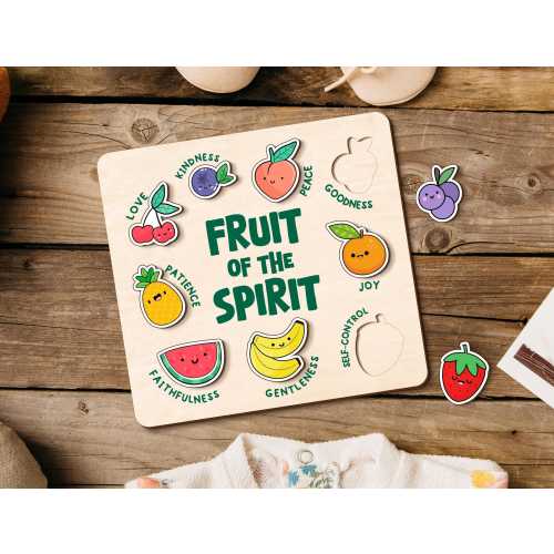 Fruit Of The Spirit Puzzle Gift, Custom Wooden Name Puzzle, Christian Gift for Kids, Baby Girl Gift, Godchild Gift, Toddlers Birthday Gifts