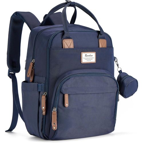 RUVALINO Diaper Bag Backpack, Multifunction Travel Back Pack Maternity Baby Changing Bags, Diaper Changing Totes, Waterproof and Stylish, Navy Blue
