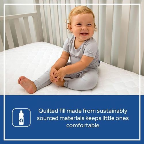 Sealy 2-PACK Waterproof Fitted Toddler Bed and Baby Crib Mattress Pad Cover Protector, Noiseless, Machine Washable and Dryer Friendly, 52" x 28" - White