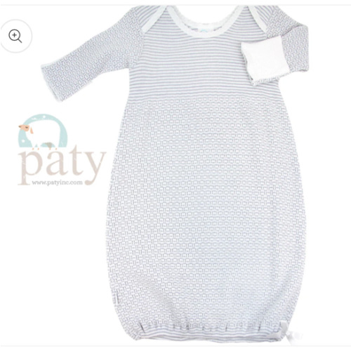 Paty Knit Overlap Shoulder Gown | Navy with White | Size Newborn