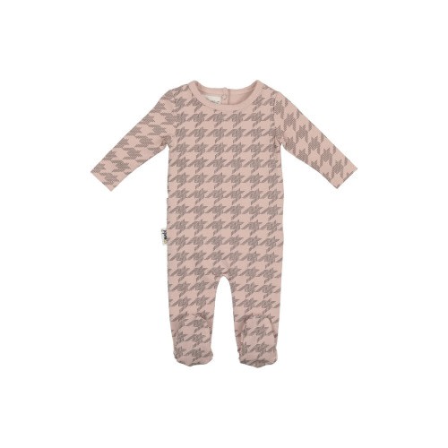 Houndstooth Cotton Blend Footie, 3M