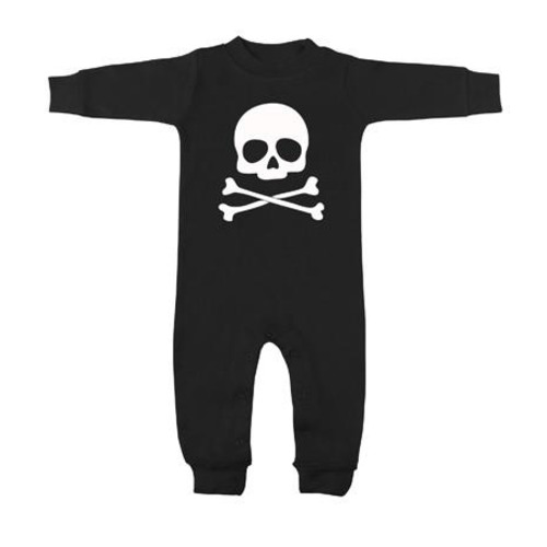 Skull & Crossbones Black & White Long Sleeve Romper – My Baby Rocks