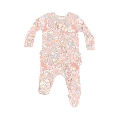 2 Way Zipper Ruffle Front Footie - Folk Paisley – Angel Dear