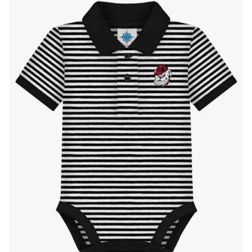 Creative Knitwear College Baby Striped Polo Bodysuit - Team Logo, Multiple Colors, for Boys & Girls (0-12 Months)