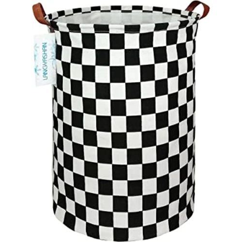 LANGYASHAN Laundry Basket Canvas Fabric Collapsible Organizer Basket for Storage Bin Toy Bins Gift Baskets Bedroom Clothes Children Nursery Hamper (Racing flag)