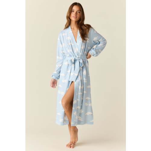 Della Cloud Jersey Banded Midi Robe in Swan Lake