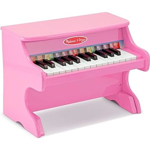 Melissa & Doug Learn-to-Play Pink Piano With 25 Keys and Color-Coded Songbook