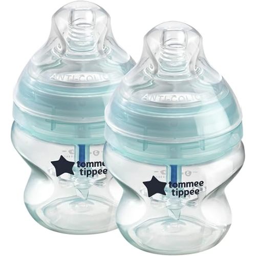Tommee Tippee Anti-Colic Baby Bottles, Slow Flow Breast-Like Nipple and Unique Anti-Colic Venting System, 5oz, 2 Count
