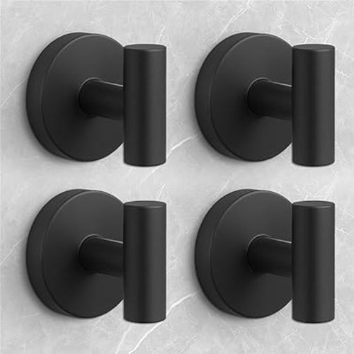 Shower Hooks for Inside Shower,No-Drill Removable&Reusable Towel Hooks for Bathroom,Heavy Duty Suction Cup Hooks for Glass Window,4 Packs(Black)