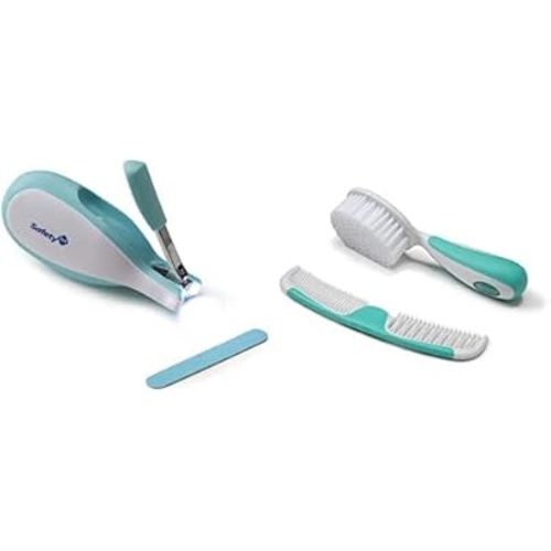 Safety 1st Easy Grip Brush and Comb, Colors May Vary with Safety 1st Sleepy Baby Nail Clipper (Colors May Vary)