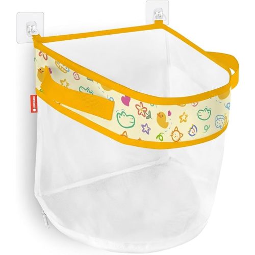 UNEEDE Duck Print Bath Toy Organizer, 4.15 Gallons Bathtub Toy Holder, Quick Dry Mesh Shower Caddy, Yellow Duck Stuff
