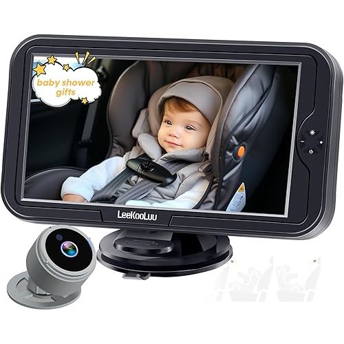 Baby Car Camera for Backseat 1080P - HD Crystal Night Vision, Easy to Install, 360° Rotation, Protect Baby's Eye, Perfect for Grey Car Interiors, Rear Facing Car Seat Camera for Newborn, Infant, Kids