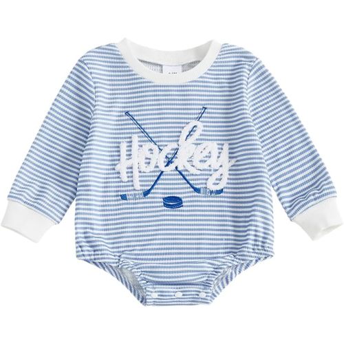Infant Boy Girl Hockey Romper Long Sleeve Waffle Knit Stripe Bodysuit Baby Fall Clothes Newborn Coming Home Outfit