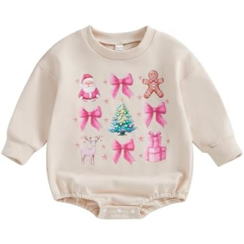 Kupretty Baby Girl Sweatshirt Romper Oversized Onesie Letter Graphic Crewneck Bubble Rompers Newborn Coming Home Outfit
