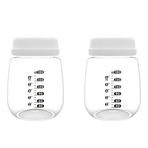 2pcs Breast Pump Collection Bottles for Spectra S2 S1 9 Plus Motif Luna Breast Pumps, 6.oz 180ml Reusable Wide Neck Bottles with Collar and Sealing Disc, Replace for Spectra Bottle