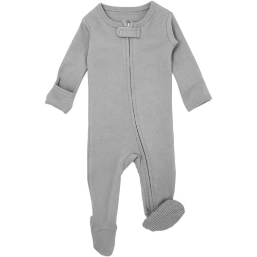 L'ovedbaby Organic Baby Zipper Footie - Light Gray - 0-3 months