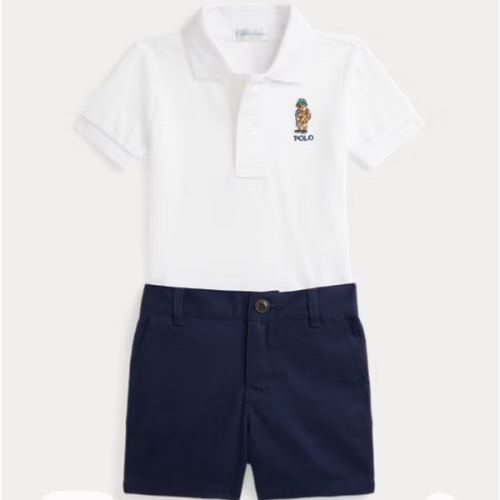 Bear Cotton Polo Shirt & Chino Short Set