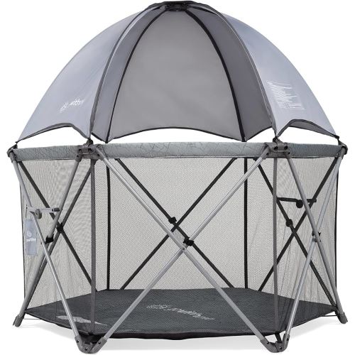 Baby Delight Go with Me Eclipse Deluxe Portable Playard | Playpen | Sun Canopy | Indoor and Outdoor | Ultra Padded Nylon Floor | Elephant Grey