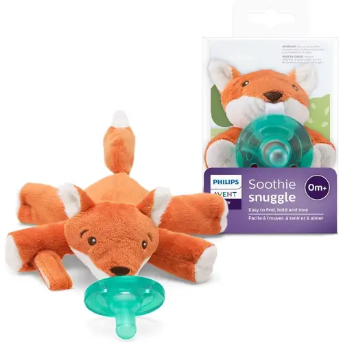 Philips Avent Soothie Snuggle Pacifier Holder with Detachable Pacifier, 0m+, Fox, SCF347/08