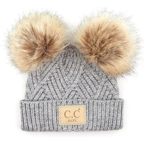 Funky Junque Baby Beanie Hat - Soft Knit Winter Cap with Double Pom Pom - Easter Pastels, Classic Solids, Value Packs
