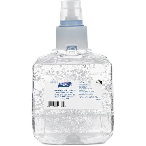 Purell Advanced Green Certified Hand Sanitizer Gel, 1200 mL Sanitizer Refill for Purell LTX Touch-Free Dispenser (Pack of 2) - 1903-02