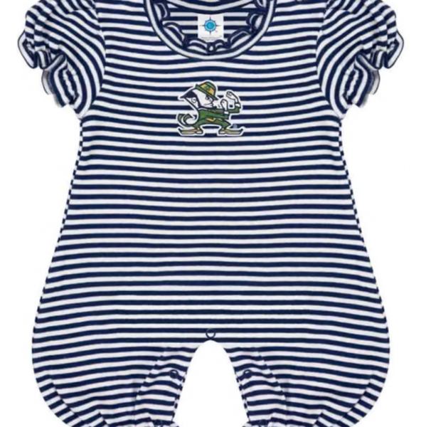 Notre Dame Fighting Irish NAVY Baby Striped Puff Sleeve Romper