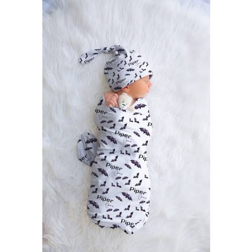 Bat Swaddle, Halloween Baby Blanket, Personalized Newborn Swaddle, Baby Shower Gift, Customized Baby Swaddle, Halloween Present