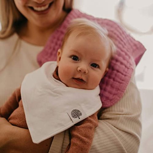 Parker Baby Co. Muslin Baby Burp Cloths, 100% Cotton Burping Clothes, Newborn Essential, Must-Have Baby Registry, Modern and Trendy Colors, 20x11 Unisex Large, Pack of 4 - White