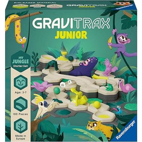 Ravensburger GraviTrax Junior Starter-Set: My Jungle - Creative Preschool Marble Run Construction Toy and Maze Builder for Kids Age 3 and Up