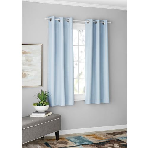 Mainstays Textured Solid Blackout Grommet Curtain Panel Pair, Set of 2, Light Blue, 37" W x 63" L