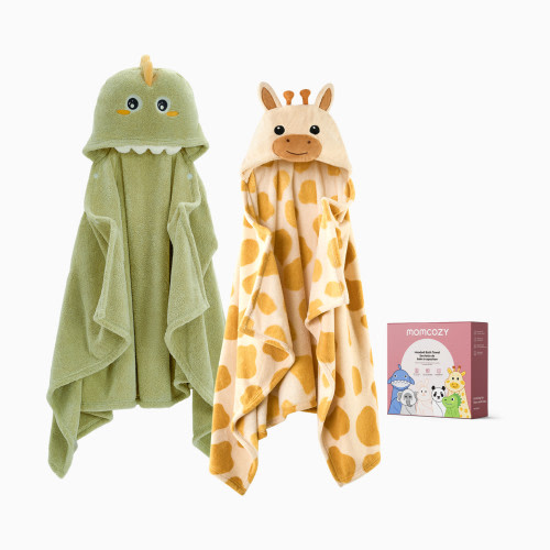 Coral Fleece Hooded Towel (2 Pack) - Giraffe And Crocodile