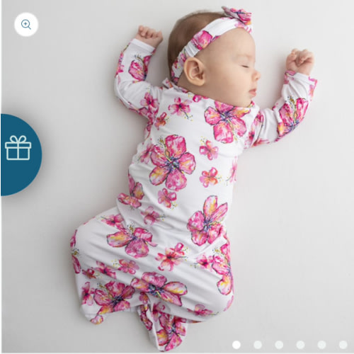 Hibiscus Kiss Bamboo Layette Gown