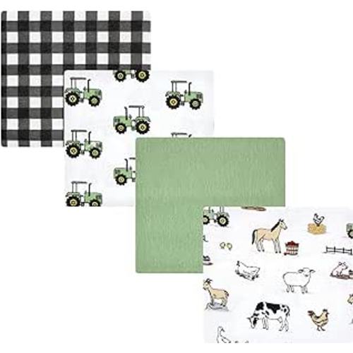 Amazon.com: Hudson Baby Unisex Baby Cotton Flannel Receiving Blankets, Boy Farm, One Size : Baby