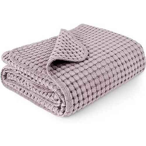 Konssy Waffle Baby Blankets, Nursery Blankets for Boys Girls, Swaddle Blankets Neutral Soft Lightweight Toddler and Kids Throw Blankets(Purple)