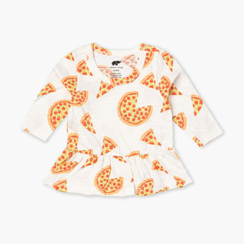 Long Sleeve Peplum Tee_Pizza Party – Monica + Andy