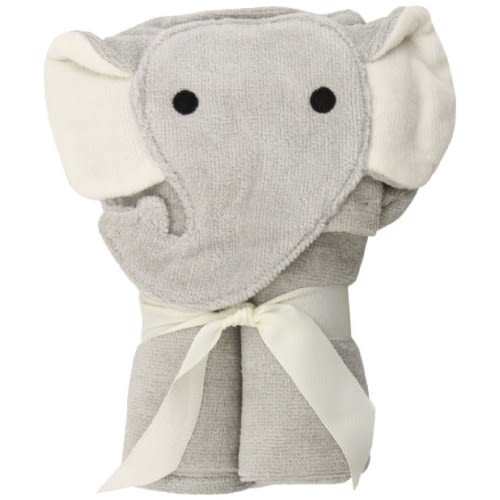 Elegant Baby Bath Time Gift Hooded Towel Wrap, Gray Elephant