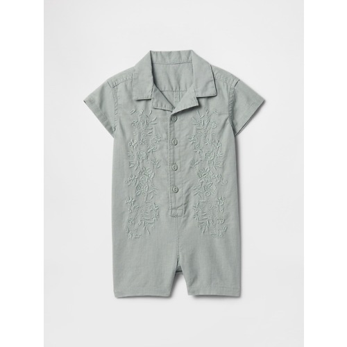 Baby Linen-Cotton Cabana Shorty One-Piece