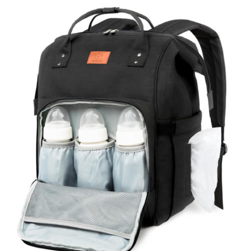 KeaBabies Baby Diaper Bag Backpack - Large Baby Bag for Boys, Girls, Waterproof Multi Function Travel Diaper Backpack with Changing Pad, Durable Travel Essentials for Moms and Dads (Trendy Black)