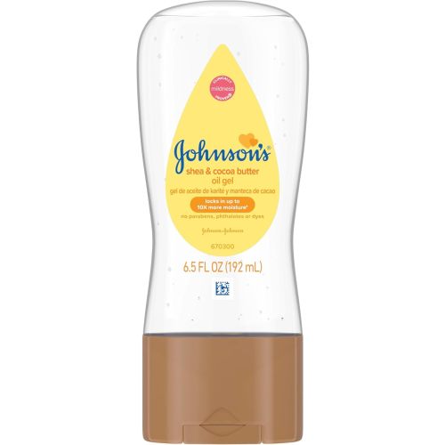 Johnson's Baby Oil Gel, Moisturizing Baby Massage Mineral Oil Enriched with Shea & Cocoa Butter, Dry Skin Relief for Babies, Kids & Adults, Nourishing & Gentle on Delicate Skin, 6.5 fl. oz, 6 Pack