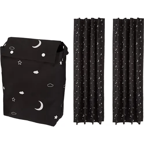 Amazon Basics Portable Blackout Curtain Shade with Suction Cups, 50" W x 78"L, 2-Pack, Moon and Stars