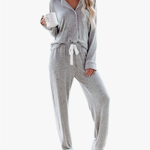Aamikast Women's Pajama Sets Long Sleeve Button Down Sleepwear Nightwear Soft Pjs Lounge Sets