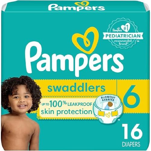 Pampers Baby Diapers - Swaddlers - Size 6, 16 Count, Ultra Soft Disposable Infant Diaper