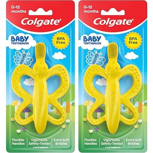 Colgate Baby Toothbrush and Teether, BPA Free –1 Count (Pack of 2)