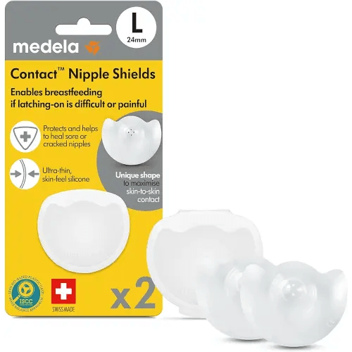 Medela Contact Nipple Shield, 24mm Medium, Nippleshield for Breastfeeding  with Latch Difficulties or Flat or Inverted Nipples, Made Without BPA