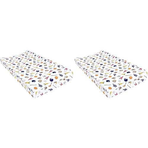 Hudson Baby Unisex Baby Changing Pad Cover, Sports Fan, One Size (Pack of 2)